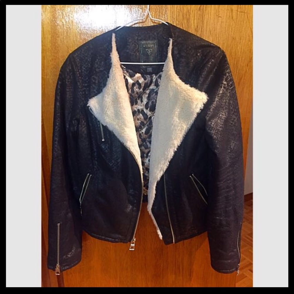 Guess Lizard Print Moto Jacket